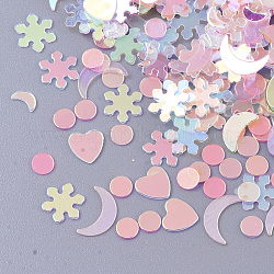Ornament Zubehör, PVC-Kunststoff paillette / Pailletten Perlen, Schneeflocke & Herz & Mond & flache Runde, Flamingo, 3~6x3~5x0.4 mm