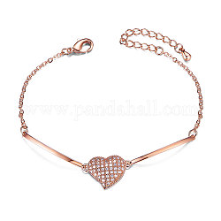 Bracelets à maillons en alliage Shegrace, avec aaa micro paver zircone cubique, cœur, or rose, 6-3/4 pouces (170 mm)