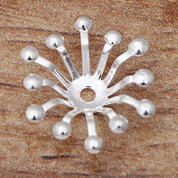 Messing Perle Kappen & Kegel Perlen, Zubehör für Haarnadeln, Blume, Silber, 13 mm