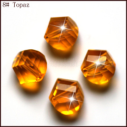 Perles d'imitation cristal autrichien, grade AAA, facette, polygone, orange, 8mm, Trou: 0.9~1mm