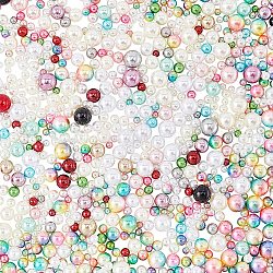 Perles en acrylique de perle d'imitation, pas de trous / non percés, ronde, couleur mixte, perles: 4mm/5mm/6mm/8mm/10mm, 1040 pcs / boîte