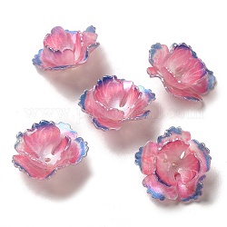 Chapeau de perle de fleur, pour le bricolage fabrication de bijoux, rose chaud, 25~27x11~13mm, Trou: 1~1.4mm