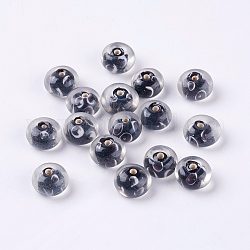 Handmade Lampwork Beads, Rondelle, Black, Size: about 13mm in diameter, 9mm thick, hole: 2mm