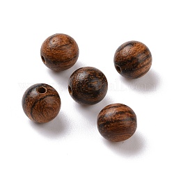 Круглые бусины из сандалового дерева из кожи тигра, неокрашенными, кокосового коричневый, 8 мм, отверстие : 1.5 мм