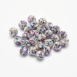 Handgemachte Fimo-Perlen Strass, Runde, Farbig, 8 mm, Bohrung: 1.5 mm