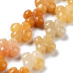 Topazio naturale perle di giada fili, 4 fiore -petal, 14x14x5.5mm, Foro: 1.2 mm, circa 15pcs/filo, 7.87'' (20 cm)