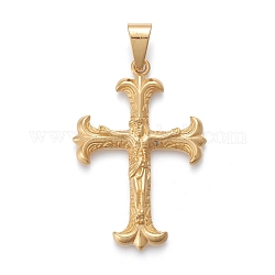 Pâques 304 grands pendentifs en acier inoxydable, crucifix croix, or, 55.5x37.5x7mm, Trou: 6.5x11mm