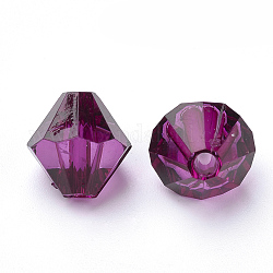 Abalorios de acrílico transparentes, bicono, púrpura, 6x5.5mm, agujero: 1.5 mm, aproximamente 6120 unidades / 500 g