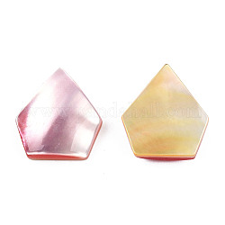 Cabochons turbo cornulus/coquillages naturels, avec coque acrylique et jaune, forme de diamant, rose, 18.5x16.5x4.5~5.5mm