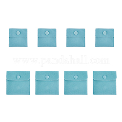 HOBBIESAY 8Pcs 2 Style Square Velvet Jewelry Bags, with Snap Fastener, Turquoise, 7~10x7~10x0.95~1cm, 4pcs/style