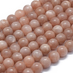 Brins de perles de pierre de soleil orange naturel, ronde, 10mm, Trou: 1mm, Environ 39 pcs/chapelet, 15.75 pouce (40 cm)
