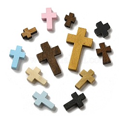 Pendentifs en bois, croix, couleur mixte, 13.5~42x10~24.5x5mm, Trou: 2mm