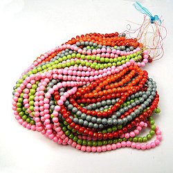 Drawbench Glass Beads Strands, Spray Painted, Round, Mixed Color, 8mm, Hole: 2mm