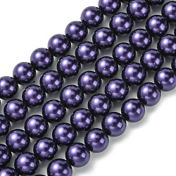 Fili di perle di vetro ecologiche, grado a, tondo, tinto, cavetto in cotone filettato, indaco, 10mm, Foro: 1.2~1.5 mm, circa 42pcs/filo, 15.7 pollice