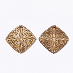 Acryl-Anhänger, Imitation gewebtes Rattan-Muster, Rhombus, Peru, 44.5x44.5x4.5 mm, Bohrung: 2 mm