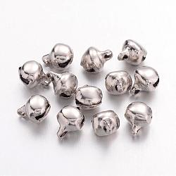 Iron Bell Charms, Nice For Christmas Day Decoration, Platinum Color, 8x6mm, Hole: 1mm