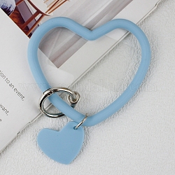 Lanière de téléphone en silicone avec boucle en forme de cœur, lanière de poignet avec porte-clés en plastique et alliage, bleuet, 7.5x8.8x0.7 cm
