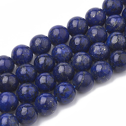 Abalorios de lapislázuli naturales hebras, teñido, redondo, 8mm, agujero: 1 mm, aproximamente 45~48 pcs / cadena, 14.96 pulgada
