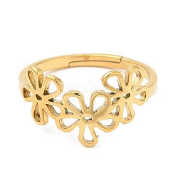 304 регулируемое кольцо из нержавеющей стали, цветок, золотые, размер США 6 (16.5 мм)