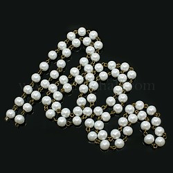 Handgefertigte Glasperlen Perlenketten, mit Glasperlen und Eisenstift, ungeschweißte, Antik Bronze, weiß, 1000x8 mm, ca. 76 Stk. / Strang