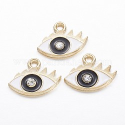 Charms del esmalte de la aleación, ojo, dorado, 12x15.5x2.5mm, agujero: 1.5 mm