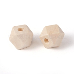Perle di legno non finite naturali, perle tonde taglio quadrato, Burlywood, 9.5x12.5x12.5mm, Foro: 3.5 mm