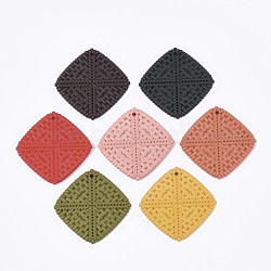 Acrylic Pendants, Imitation Woven Rattan Pattern, Rhombus, Mixed Color, 44.5x44.5x4.5mm, Hole: 2mm