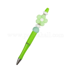 Penna a sfera in plastica, penna perline, Penna in silicone con fiori luminosi per penna personalizzata fai da te, lime, 145mm