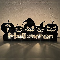 Bougeoir en fer thème halloween, bougeoir rond pour bougie chauffe-plat, citrouille, 6x29.5x12.5 cm