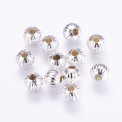 Silver Color Iron Corrugated Beads, Round, about 8mm in diameter, hole: 3mm