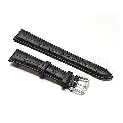 Correas de reloj de cuero, con 304 cierres de acero inoxidable, negro, 94~125x19x4~4.5mm