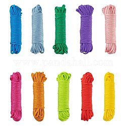 100m 10 couleurs 7 âmes intérieures cordes polyester & spandex, couleur unie, pour la fabrication de bracelets en corde, couleur mixte, 4~5mm, 10m / couleur