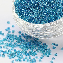 Ornaland 12/0 perles de rocaille en verre, trou rond argenté, petites perles rondes, bleu acier, 2mm, Trou: 1mm, environ 11200 pcs / sachet 