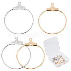 Beebeecraft 1Box 40Pcs 2 Color Hoop Earring Findings 18K Gold Plated Round Beading Hoops Earring Making Kit for Jewelry Making DIY Crafts