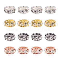Yilisi 40Pcs 4 Colors Alloy Crystal Rhinestone Beads, Long-Lasting Plated for about Two Months, Large Hole Bead, Rondelle, Mixed Color, 13.5x7mm, Hole: 6.5mm, 10pcs/color
