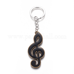 Porte-clés en alliage, avec anneau et chaîne en émail et fer, note de musique, bronze antique et platine, 118.5mm