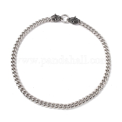 304 collar de cadenas curvas de acero inoxidable con cierres de lobo para hombres y mujeres, color acero inoxidable, 23.78 pulgada (60.4 cm)