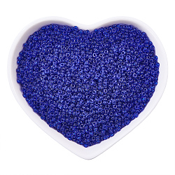 Ornaland 12/0 cuentas de semillas de vidrio transparente, Grado A, redondo, azul medianoche, 2x1.5mm, agujero: 0.8 mm, aproximamente 11200 unidades / bolsa