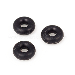 Anelli di gomma, perline distanziatore ciambella, Montare perline fermacarte europeo, nero, 3.5x1.5mm, 1.2mm diametro interno 