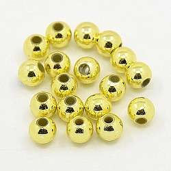 Chapado abalorios de plástico redondos de acrílico, oro chapado, 5mm, agujero: 1 mm, aproximamente 7000 unidades / libra