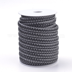 Cuerdas trenzadas de microfibra de cuero plano, con alambres de acero y cordones de microfibra de cuero en el interior, blanco, 11~12x6mm, alrededor de 10.93 yarda (10 m) / rollo