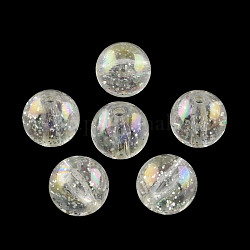 Perline acrilico trasparente rotondo colore ab, con colorate polvere glitter, chiaro ab, 12mm, Foro: 1.8~2 mm, circa 520pcs/500g