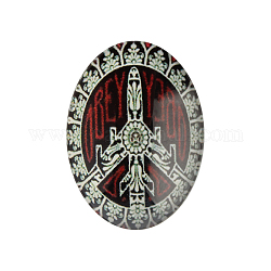 Friedenszeichen Thema Ornamente Dekorationen Glas oval Flatback Cabochon, Farbig, 40x30x7 mm