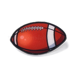 Broche de sécurité acrylique de rugby, épinglette d'articles de sport pour vêtements de sac à dos, selle marron, 27x44x2mm