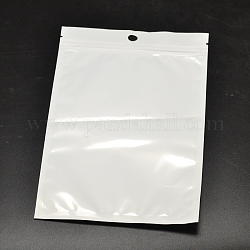 Bolsas de cierre de cremallera de pvc con película de perlas, bolsas de embalaje resellables, con orificio para colgar, sello superior, bolsa autoadhesiva, Rectángulo, blanco, 12x7.5 cm