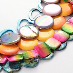 Natural Shell Beads Strands, Mixed Style, Mixed Color, 20~30x20~30x1mm, Hole: 1mm, about 13~20pcs/strand, 15 inch