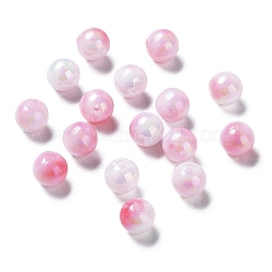 Perles acryliques opaques bicolores, ronde, rose chaud, 8mm, Trou: 1.8mm, environ 2000 pcs/500 g