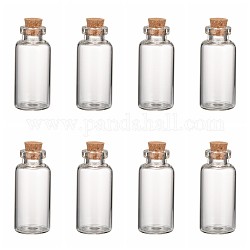 Contenedores de talón tarro de cristal, con tapón de corcho, deseando botella, Claro, 18x40mm, cuello de botella: 10 mm de diámetro, capacidad: 7ml (0.23 fl. oz)