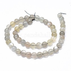 Brins de perles de pierre de lune grise naturelle, ronde, 8mm, Trou: 0.8mm, Environ 49~50 pcs/chapelet, 15.7 pouce (40 cm)