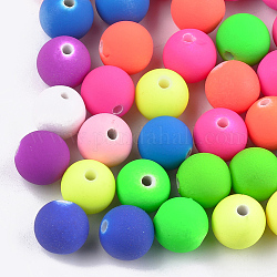 Perles acryliques de style caoutchouté, ronde, couleur mixte, 8x7mm, Trou: 2mm, environ 1750 pcs/500 g